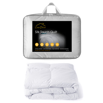 Silk Touch Quilt 360GSM All Seasons Antibacterial Hypoallergenic - White Single