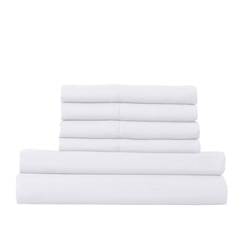1500 Thread Count 6 Piece Cotton Rich Bedroom Collection Set - Queen - White