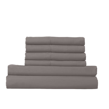1500 Thread Count 6 Piece Cotton Rich Bedroom Collection Set - King - Dusk Grey