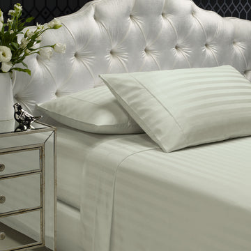 1200TC Sheet Set Damask Cotton Blend Ultra Soft Sateen Bedding - King - Silver