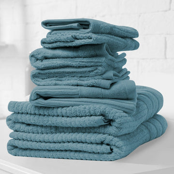 Eden Egyptian Cotton 600GSM 8 Piece Luxury Bath Towels Set - Turquoise