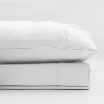 1500 Thread Count Pure Soft Cotton Blend Flat & Fitted Sheet Set White Queen
