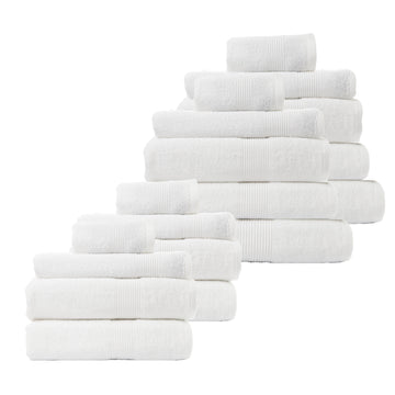 18 Piece Cotton Bamboo Towel Bundle Set 450GSM - White