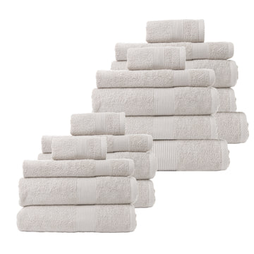 18 Piece Cotton Bamboo Towel Bundle Set 450GSM - Sea Holly