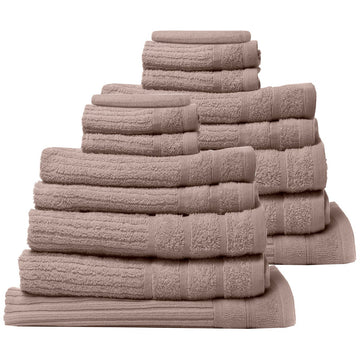 16 Piece Egyptian Cotton Eden Towel Set 600GSM - Champagne