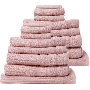 16 Piece Egyptian Cotton Eden Towel Set 600GSM - Blush