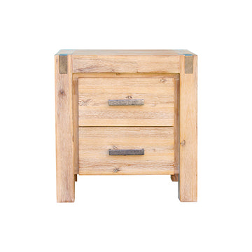 Natural Oak Bedside Table with 2 drawers