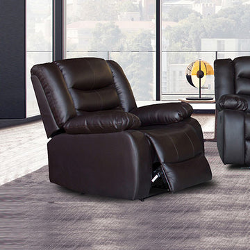 Single Seater Recliner Chair In Faux Leather - Brown