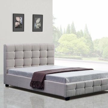 Fabric Deluxe Bed Frame Beige - Queen