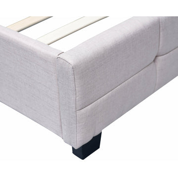 Linen Fabric Deluxe Bed Frame Beige - King