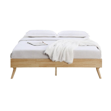 Natural Oak Ensemble Bed Frame Wooden Slat - Queen